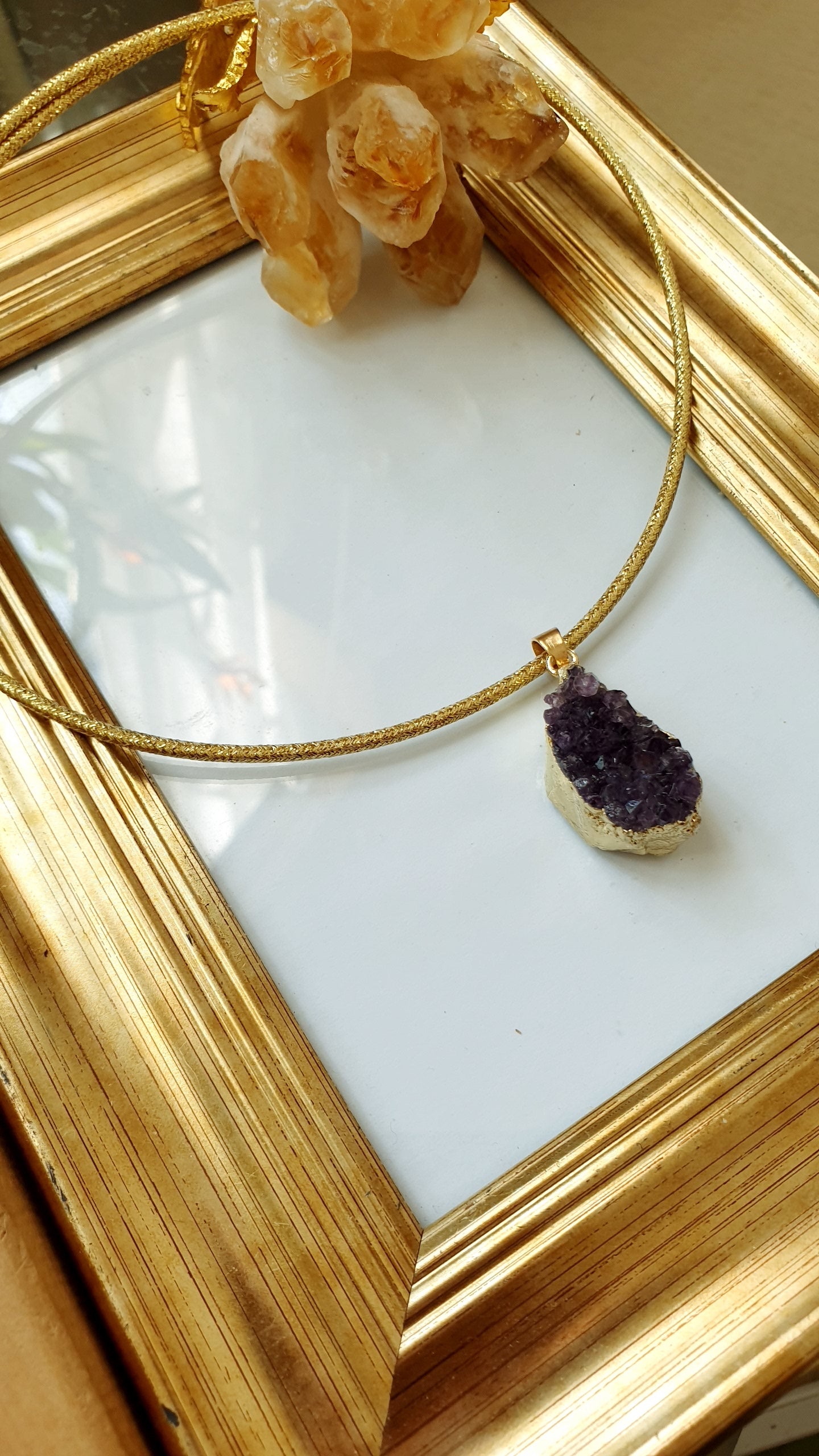 Collana magnetica con drusa di ametista