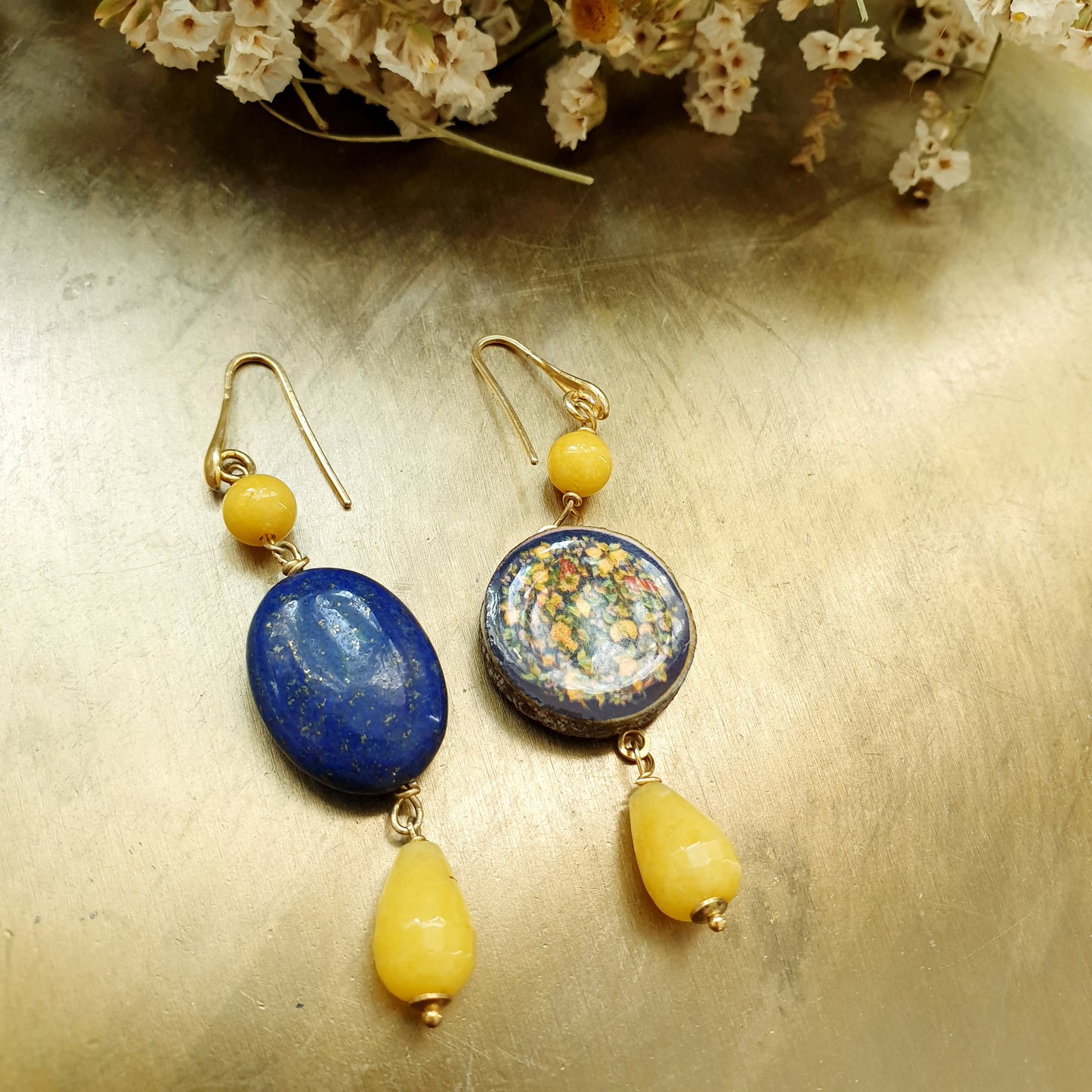 Orecchini in argento con ceramica di Caltagirone , pis.