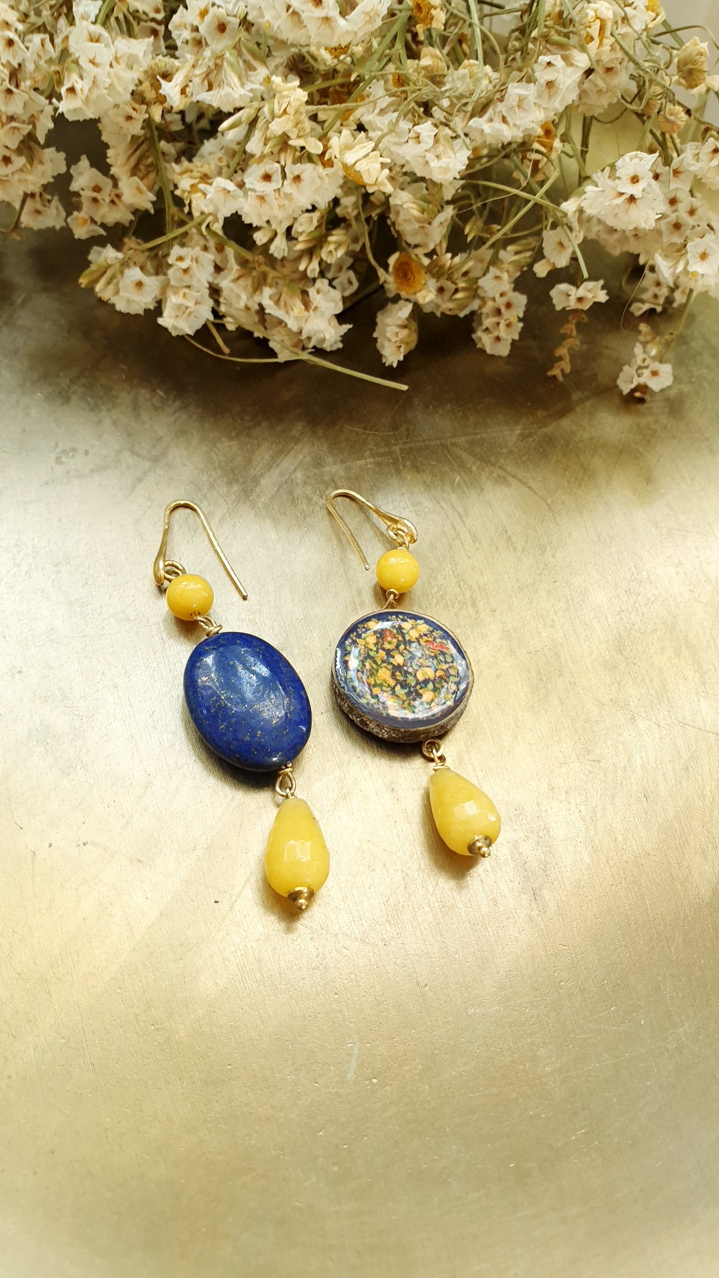 Orecchini in argento con ceramica di Caltagirone , pis.