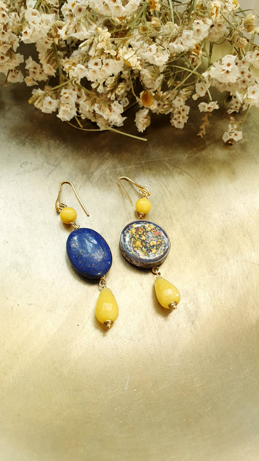 Orecchini in argento con ceramica di Caltagirone , pis.