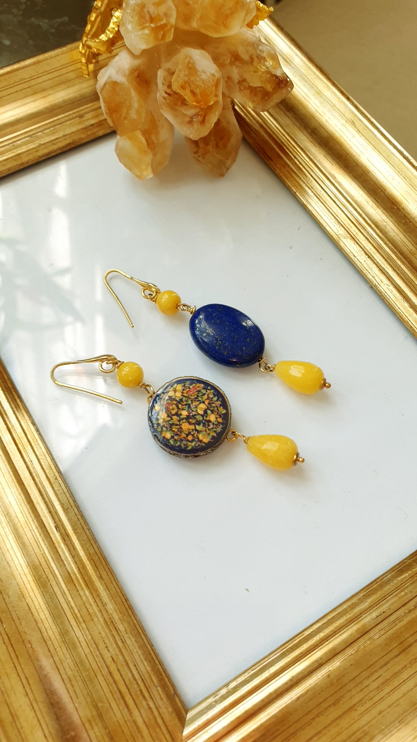 Orecchini in argento con ceramica di Caltagirone , pis.