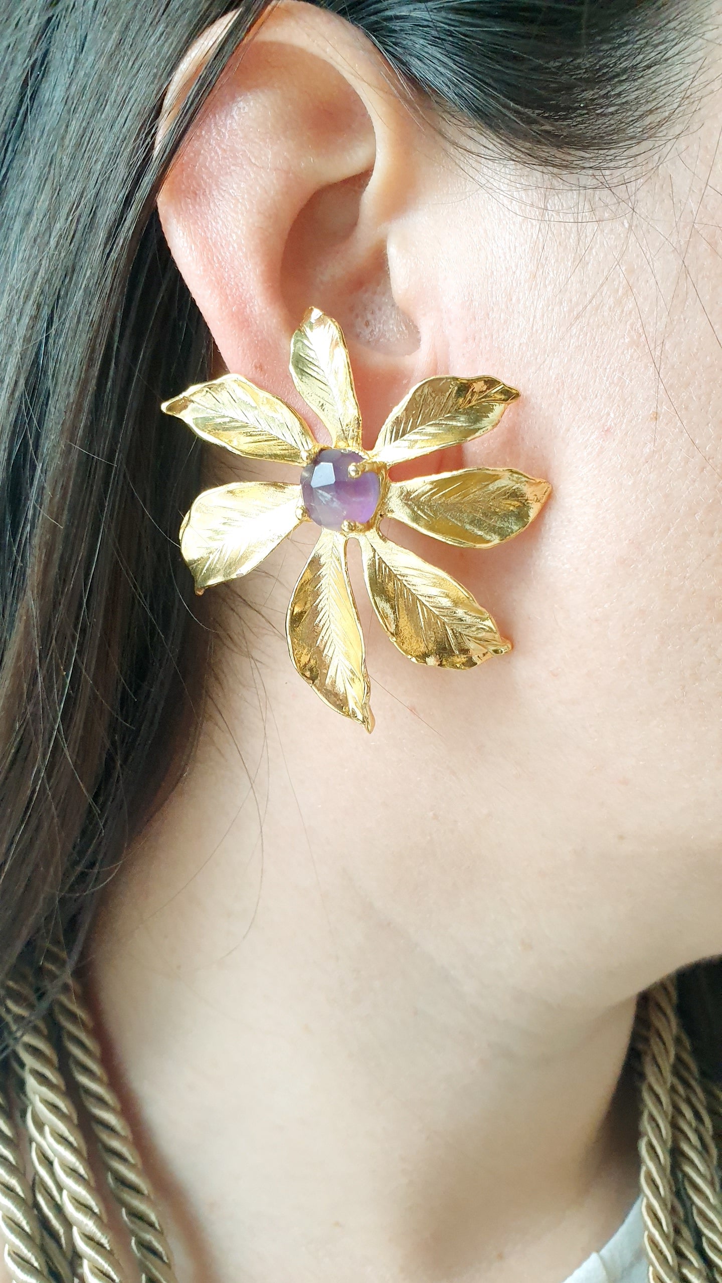 Orecchini in ottone con ametista