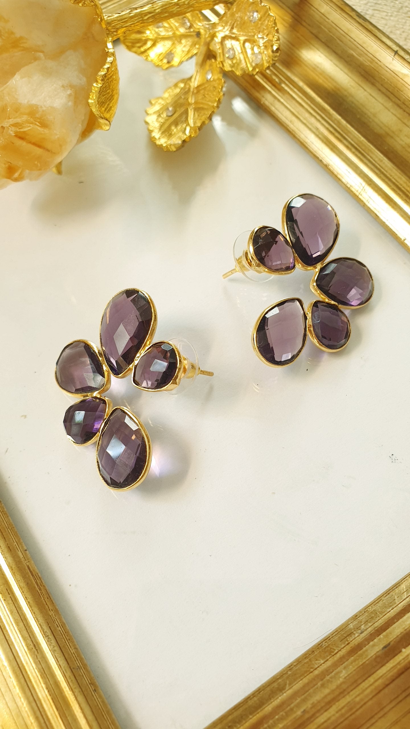 Orecchini in ottone con ametista