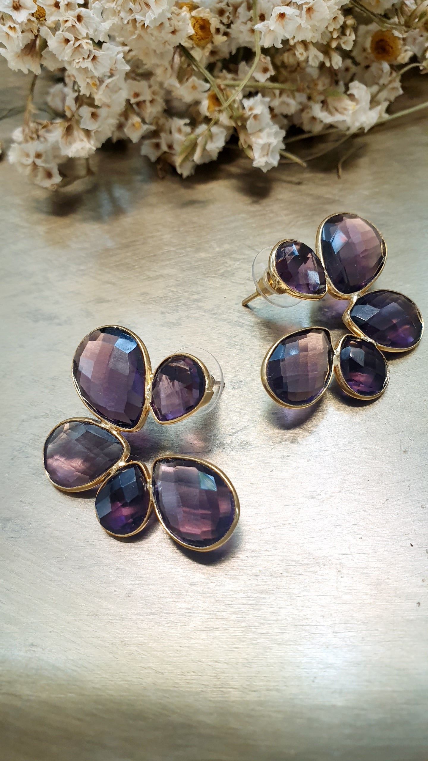 Orecchini in ottone con ametista