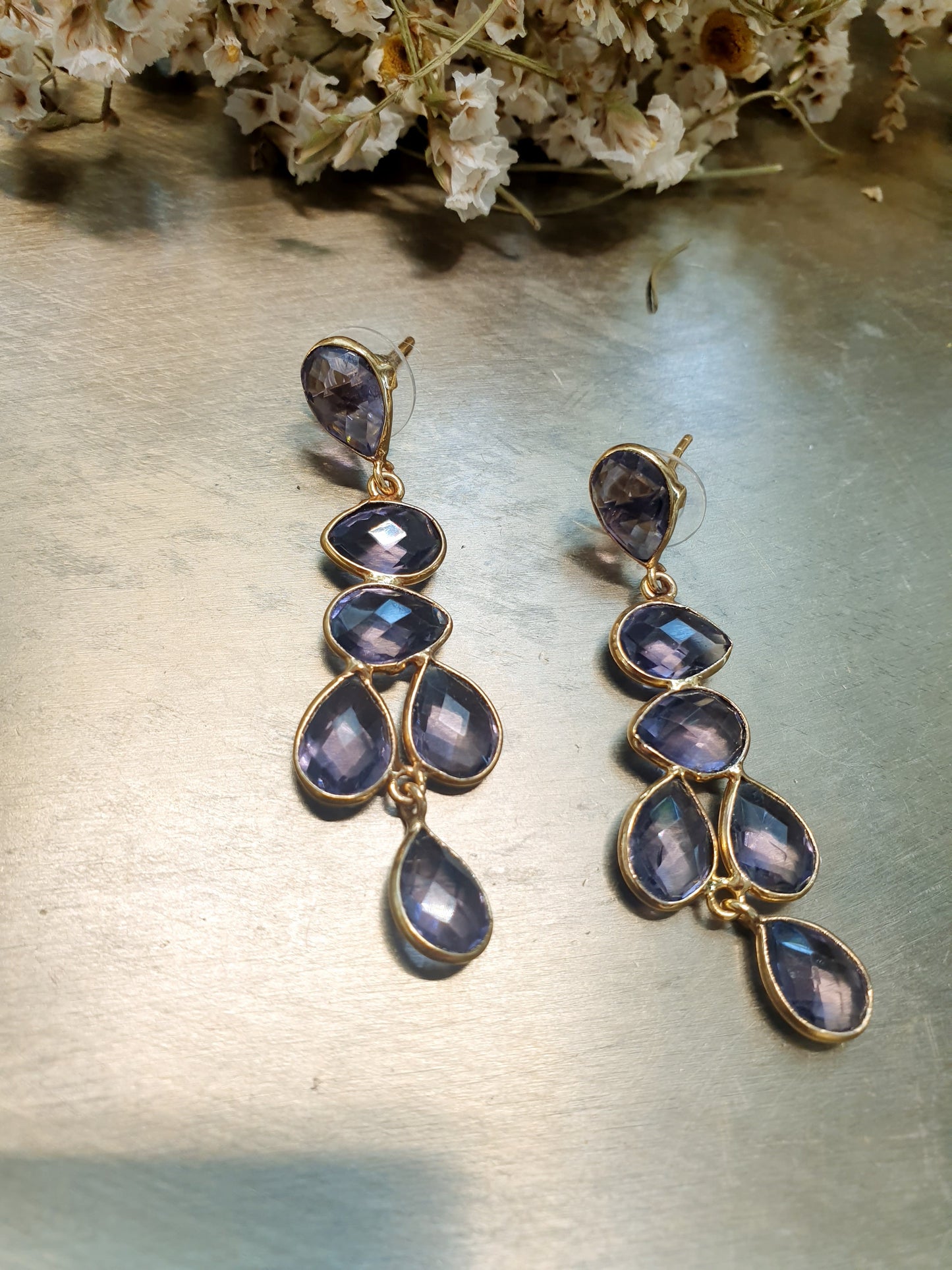 Orecchini in ottone con ametiste