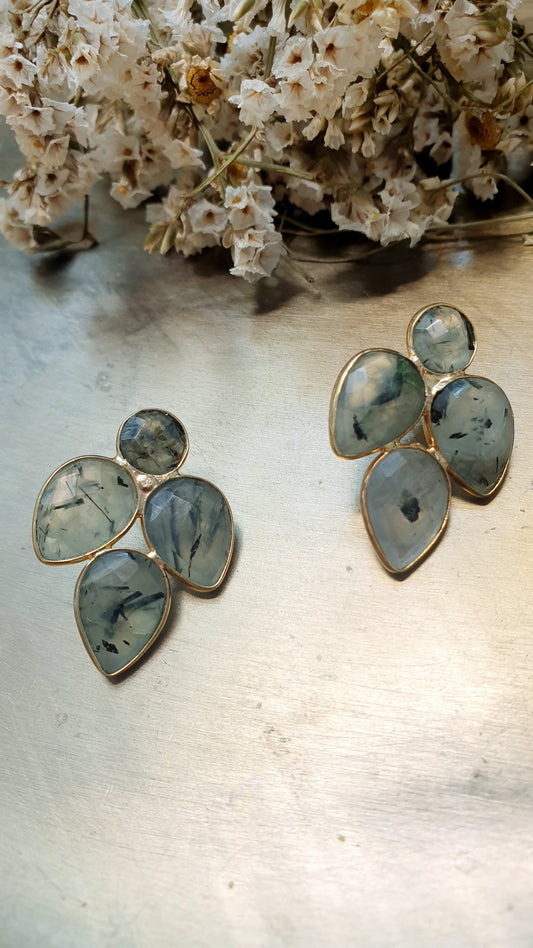 Orecchini in ottone con prehnite