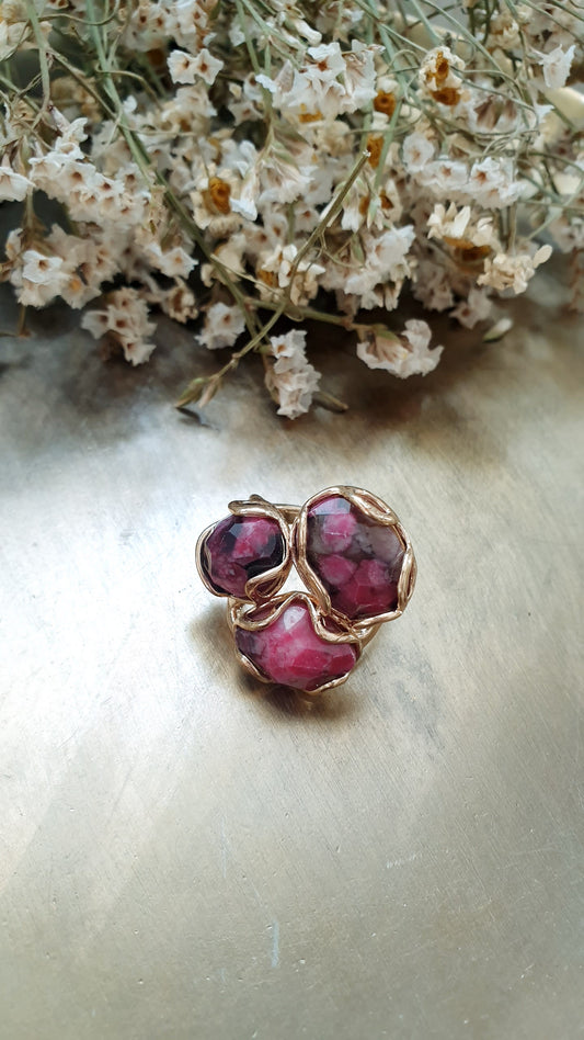 Anello in bronzo con rodonite