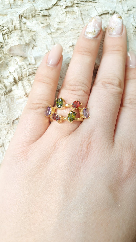 Anello in ottone con zirconi