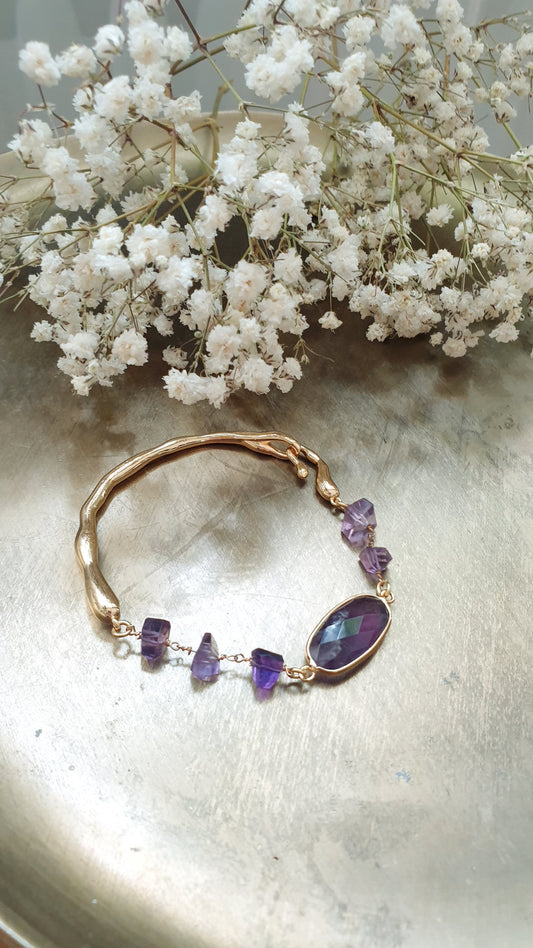 Bracciale in ottone con ametista