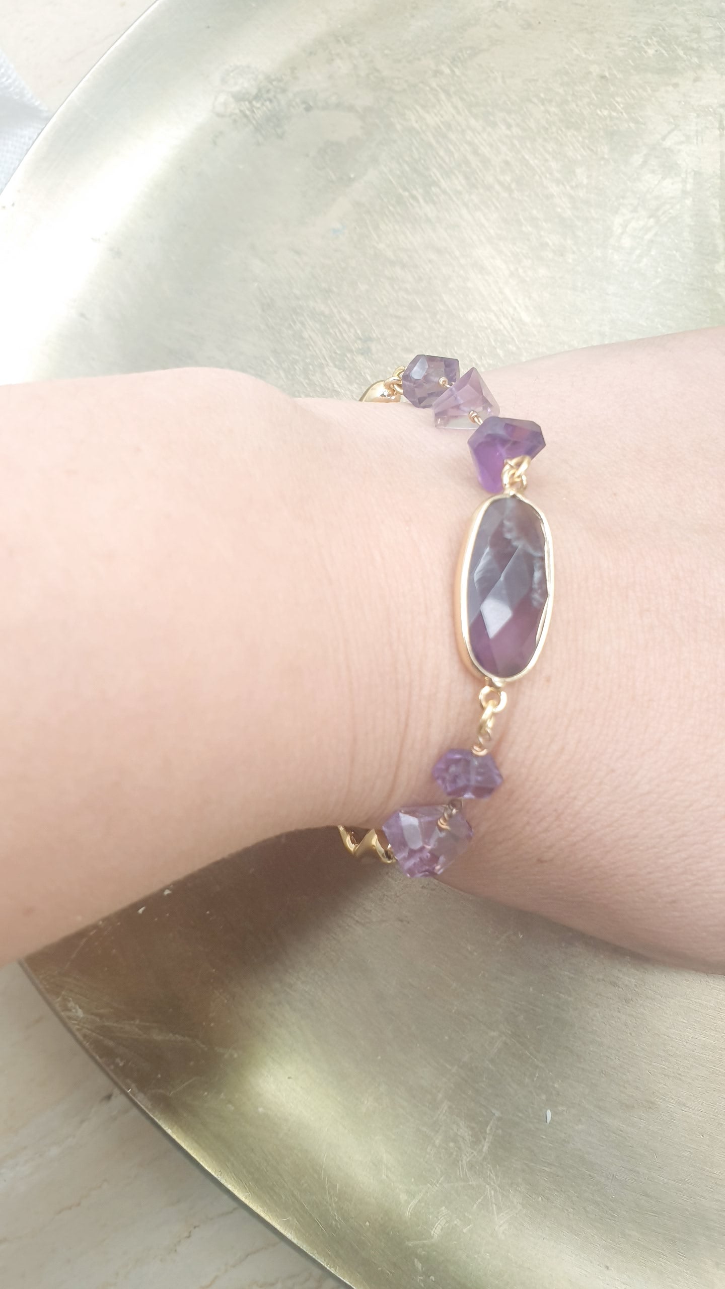 Bracciale in ottone con ametista
