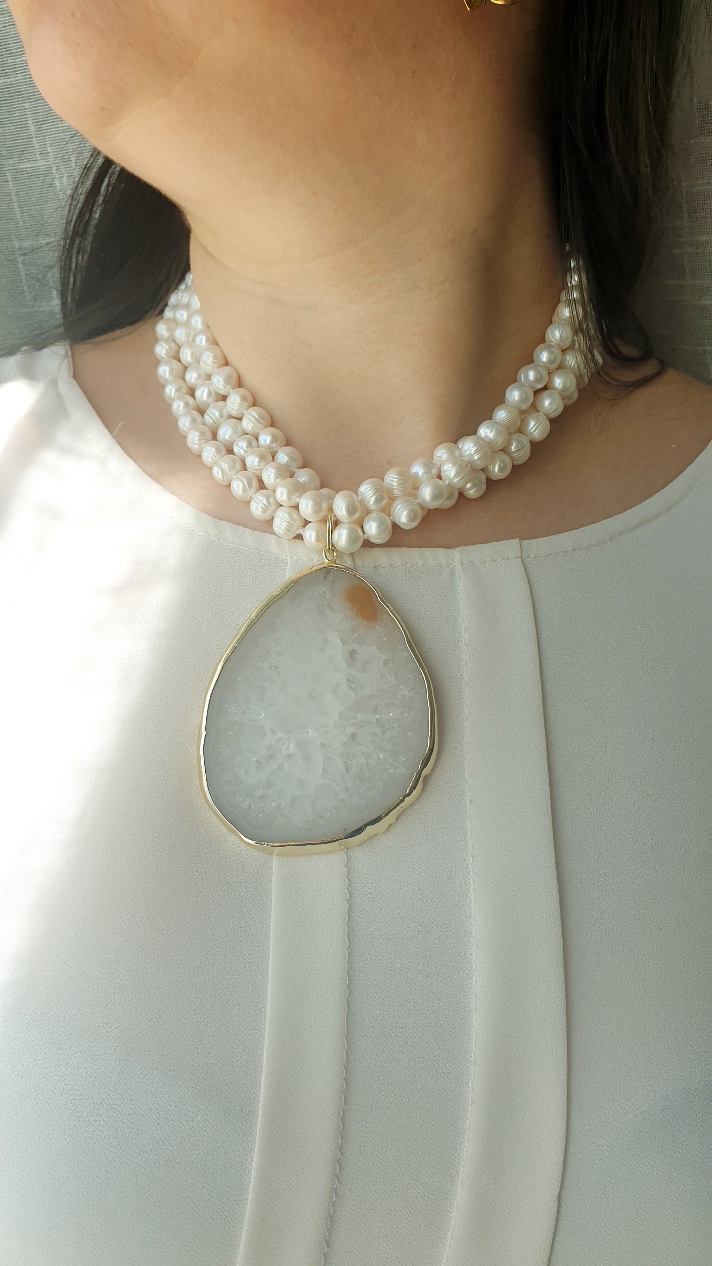 Girocollo di perle con agata