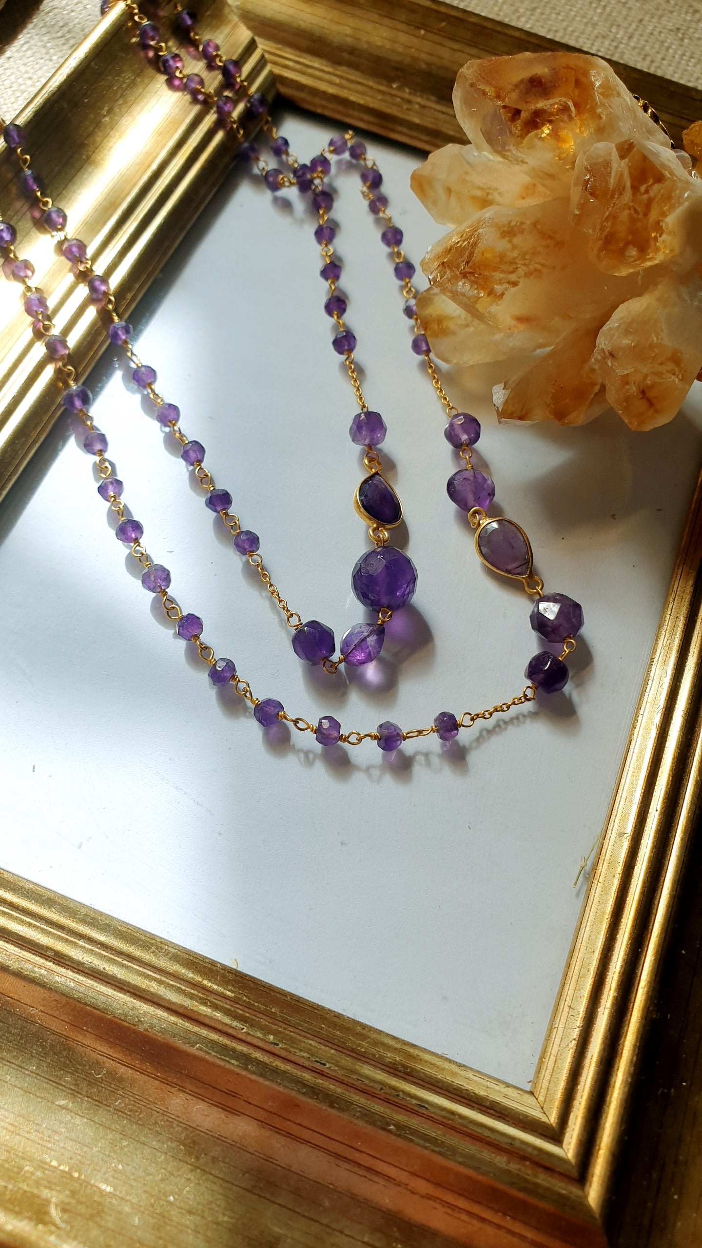 Collana lunga in argento con ametista