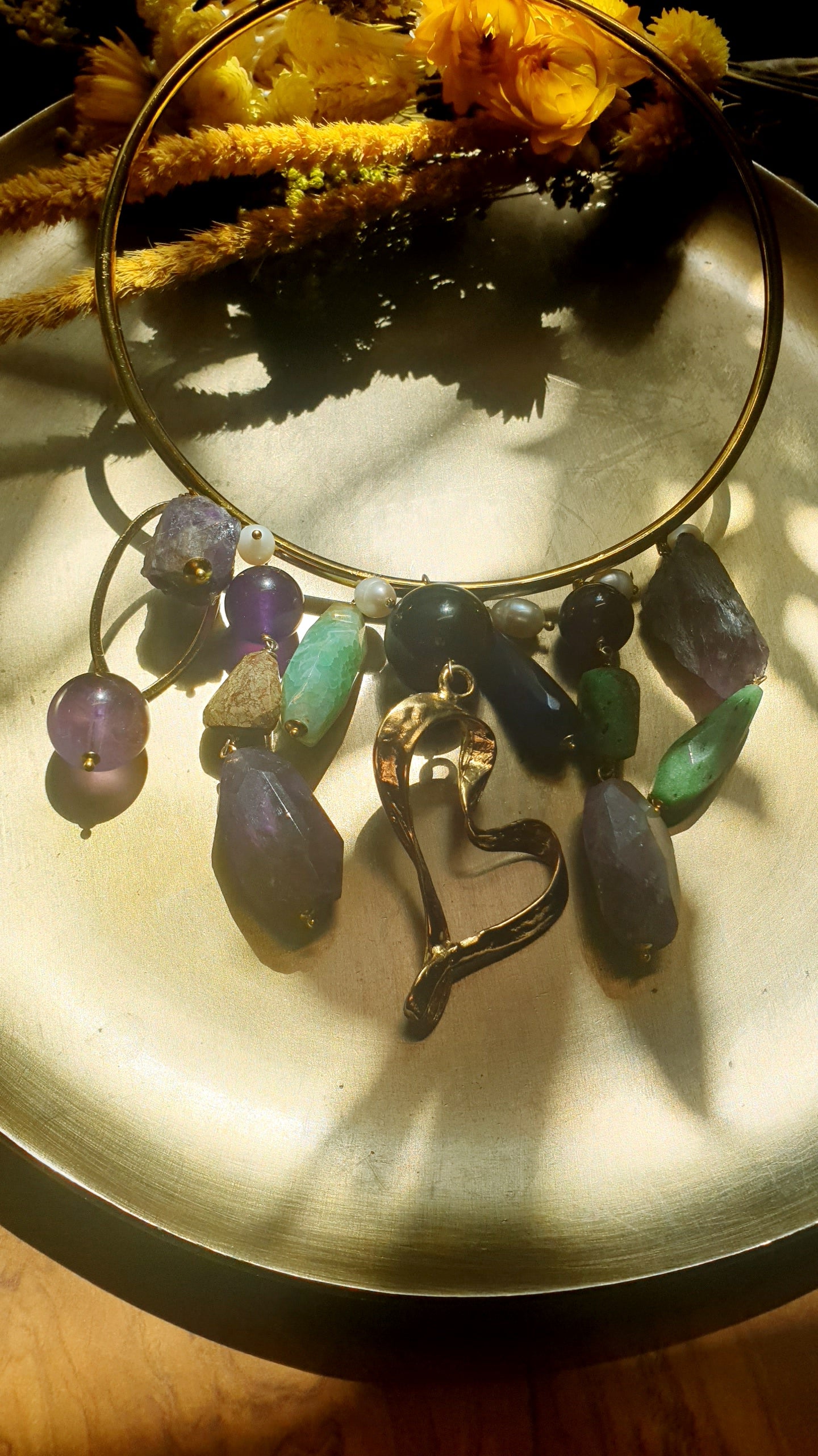 Collana placcata oro con ametiste,