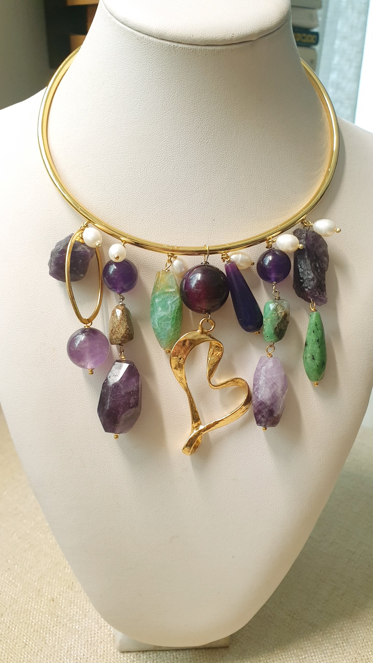 Collana placcata oro con ametiste,