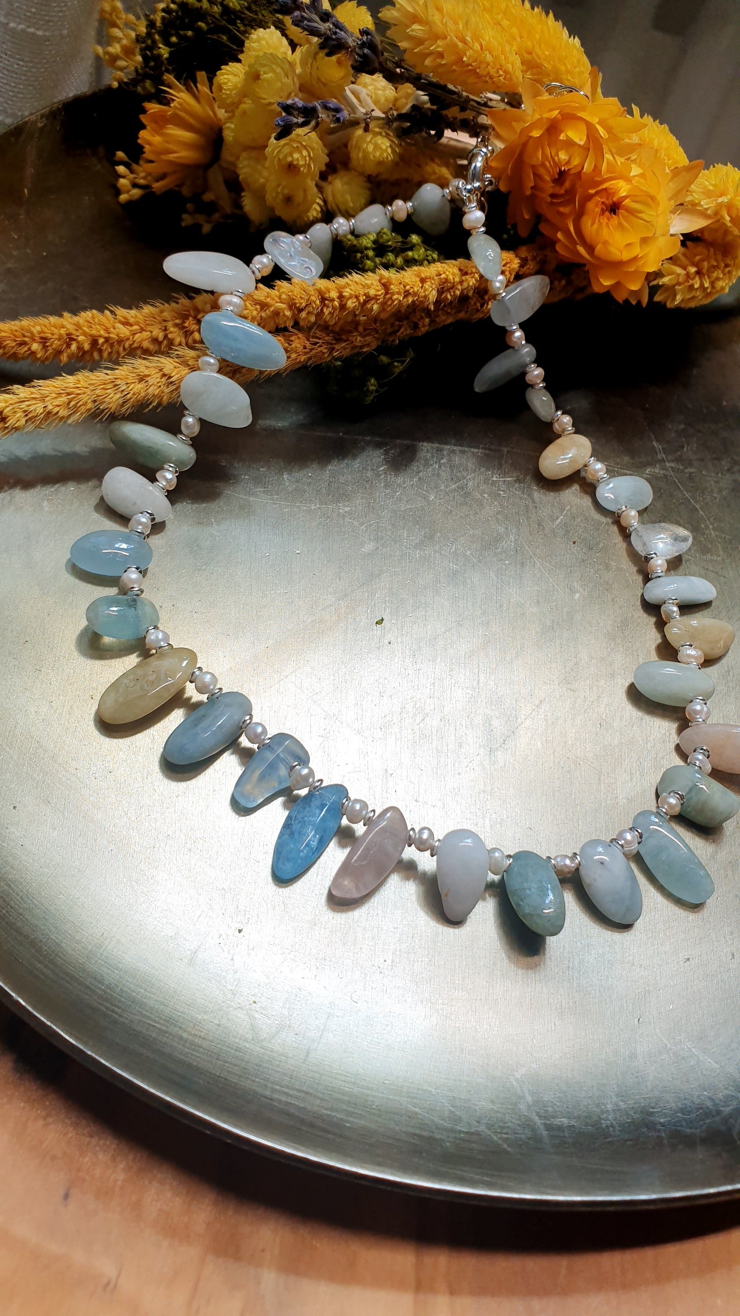Girocollo acquamarina e morganite