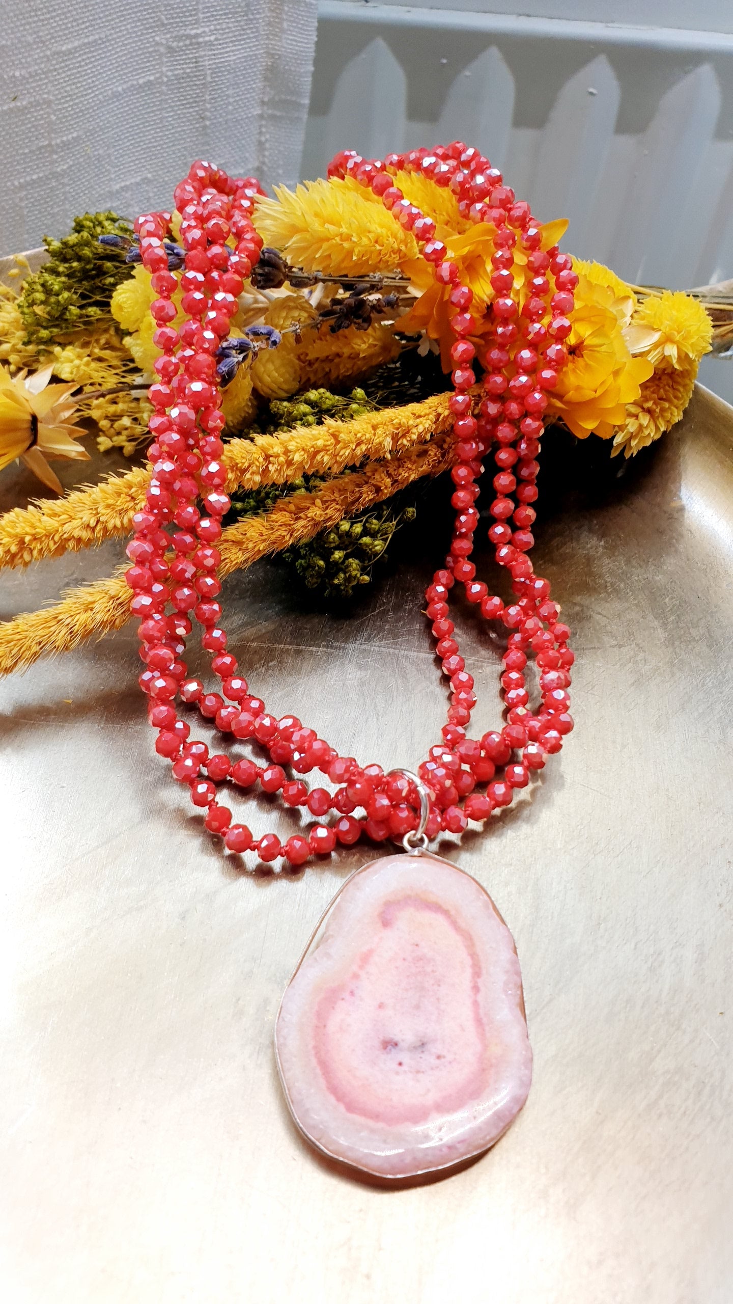 Collana di cristallini e agata