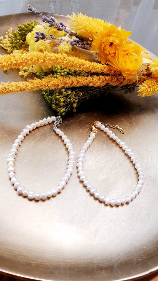 Bracciale di perle di fiume con chiusura di argento
