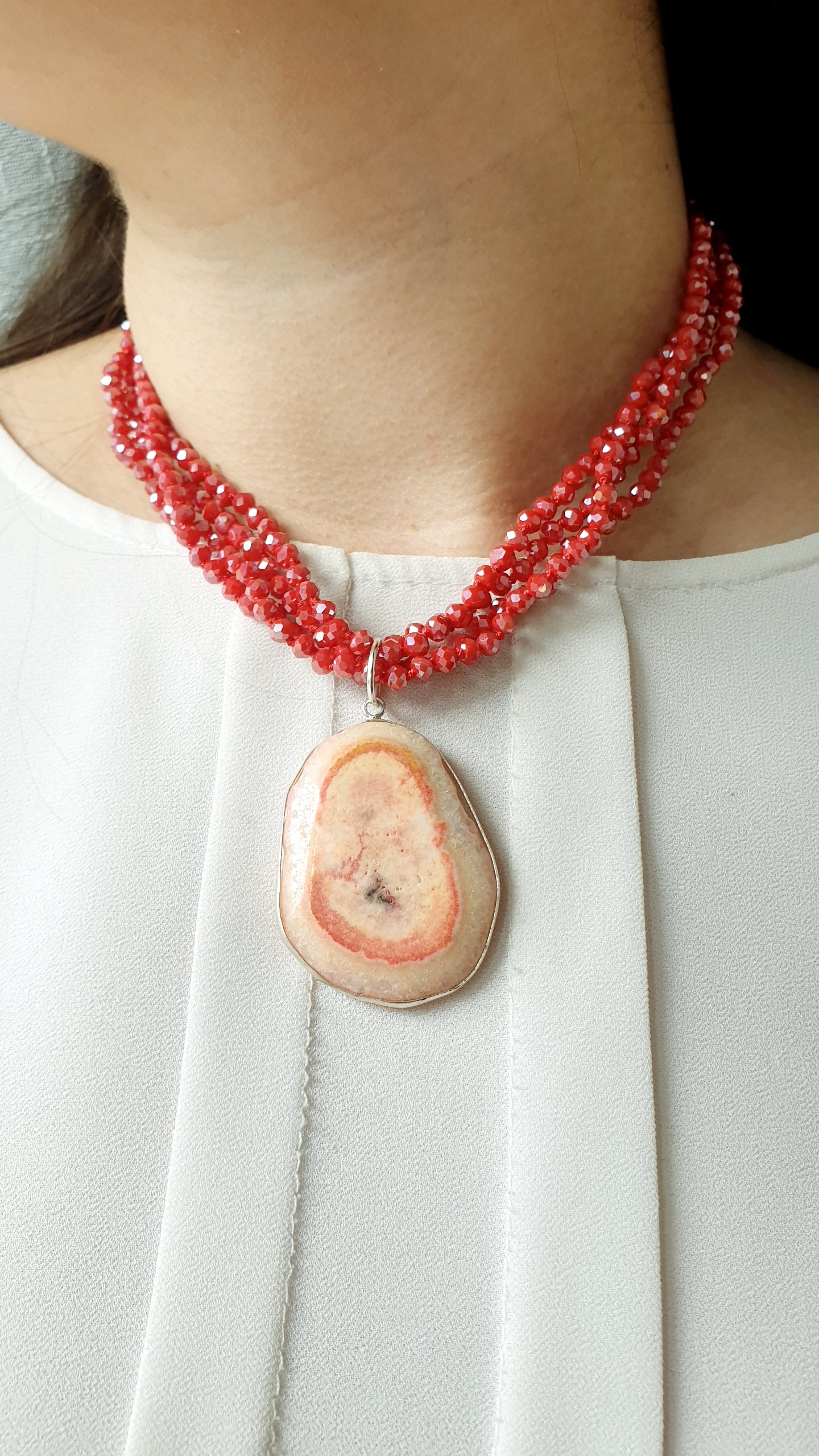 Collana di cristallini e agata