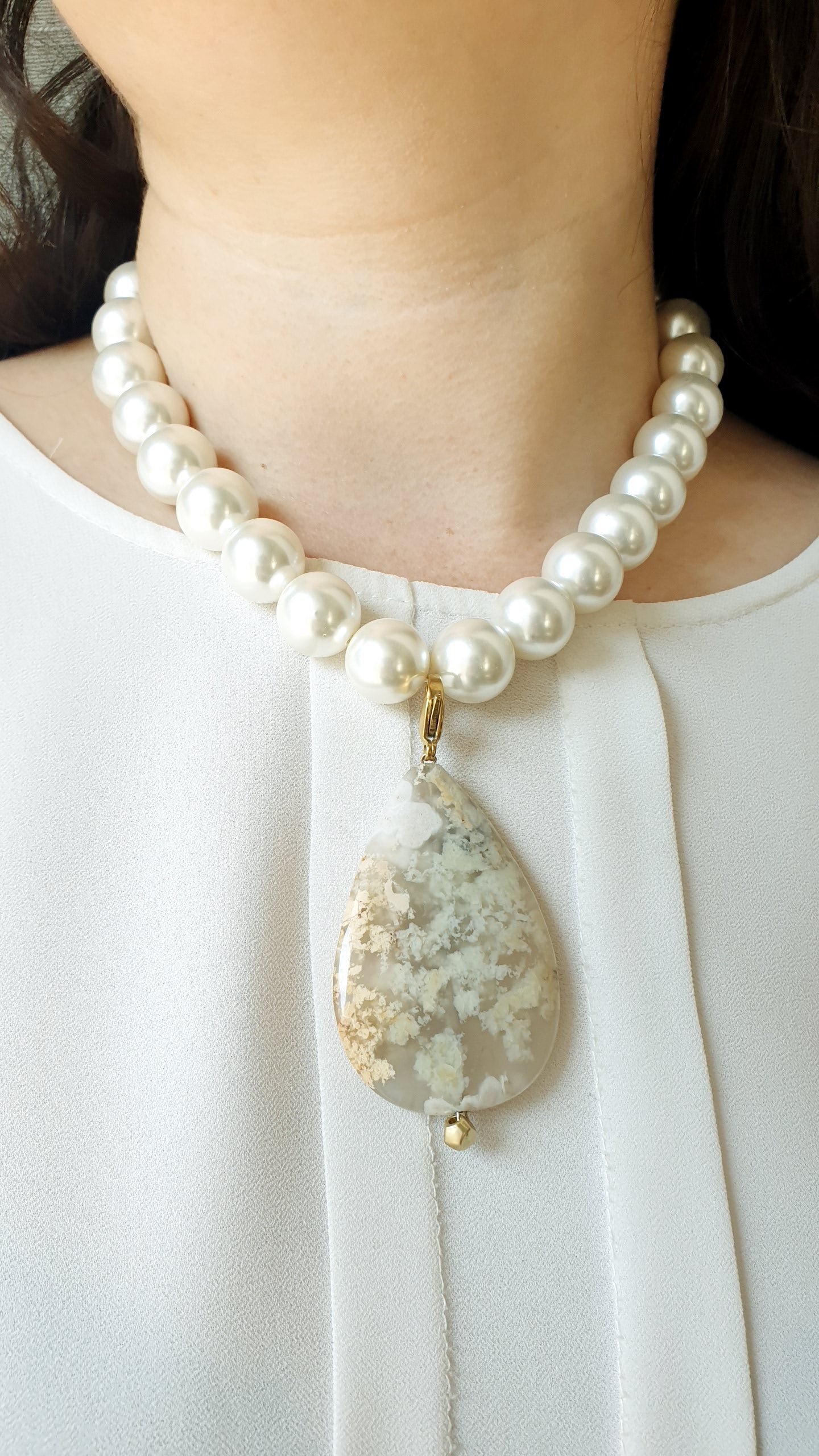 Collana di perle  di Maiorca con agata