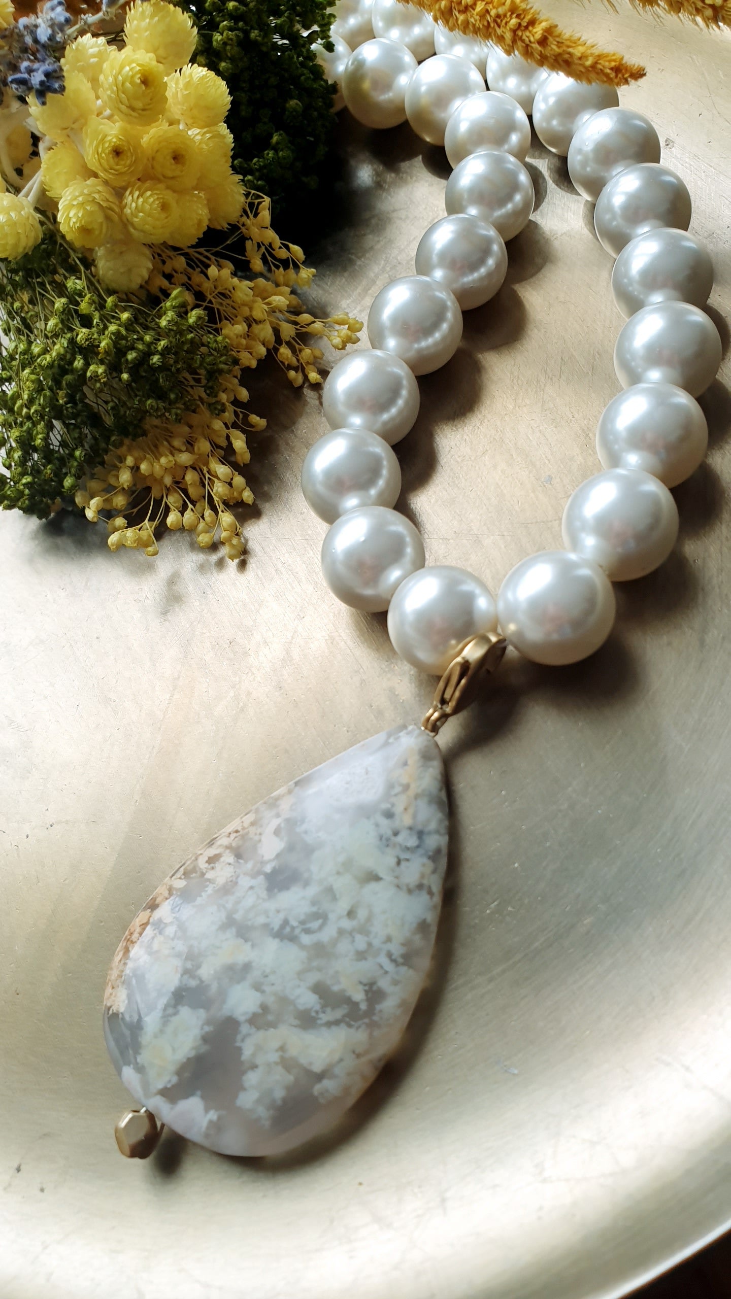 Collana di perle  di Maiorca con agata