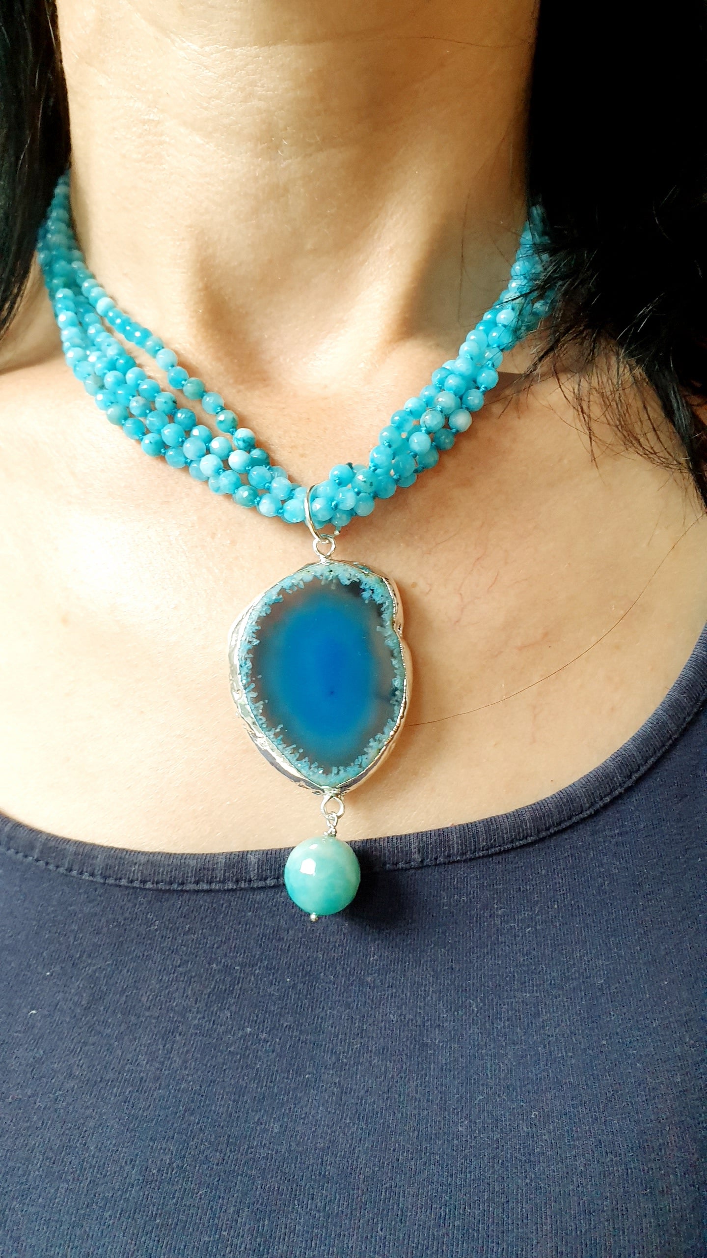 Girocollo di cristallini con agate