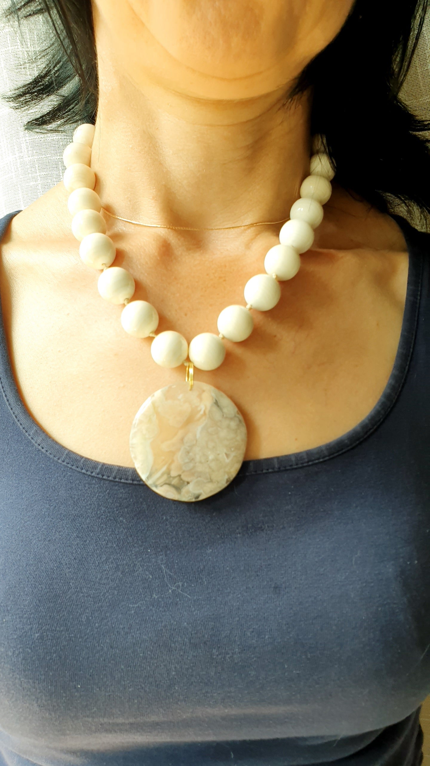 Collana in sfere di agata e agata dendritica