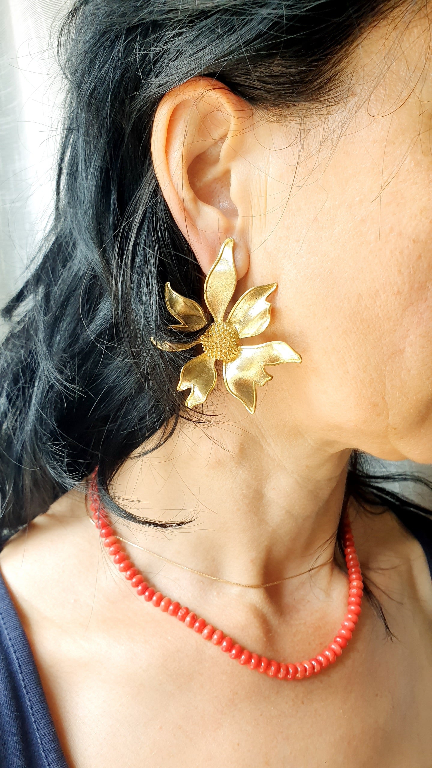 Orecchini in ottone con corallo italiano