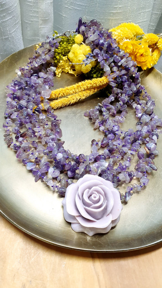 Collana ametista e rosa