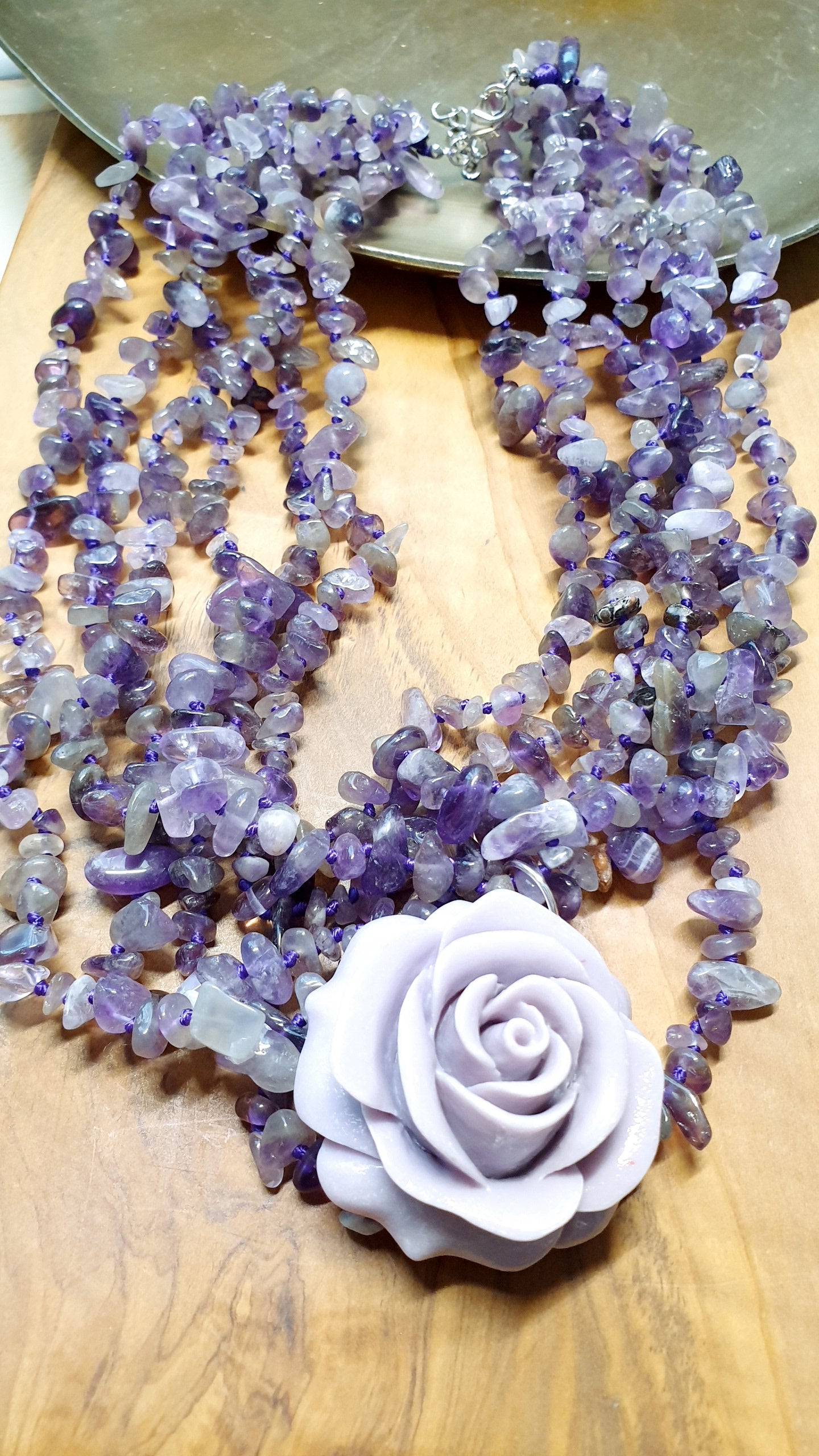 Collana ametista e rosa