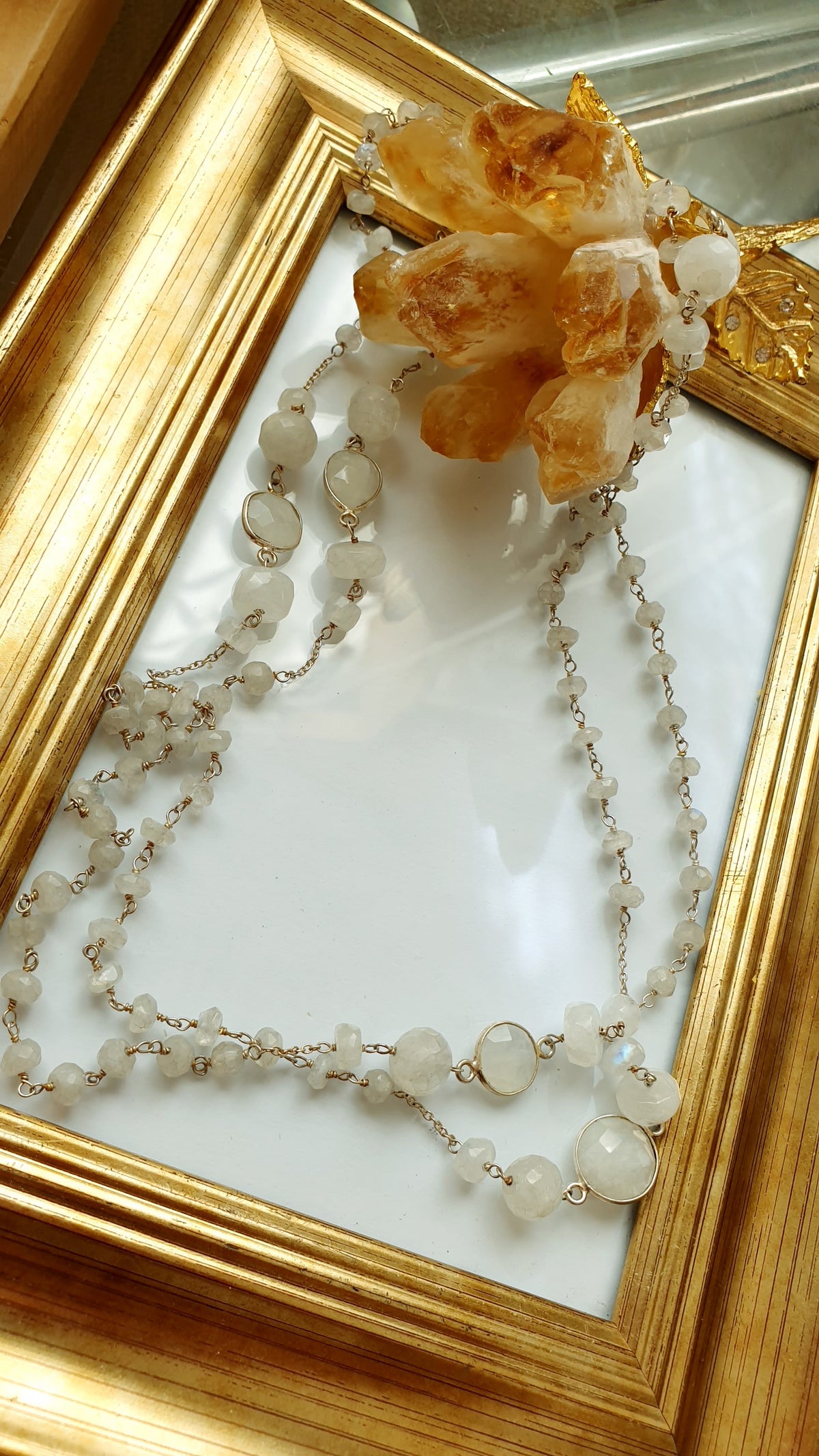 Lunga collana in argento con pietra di luna