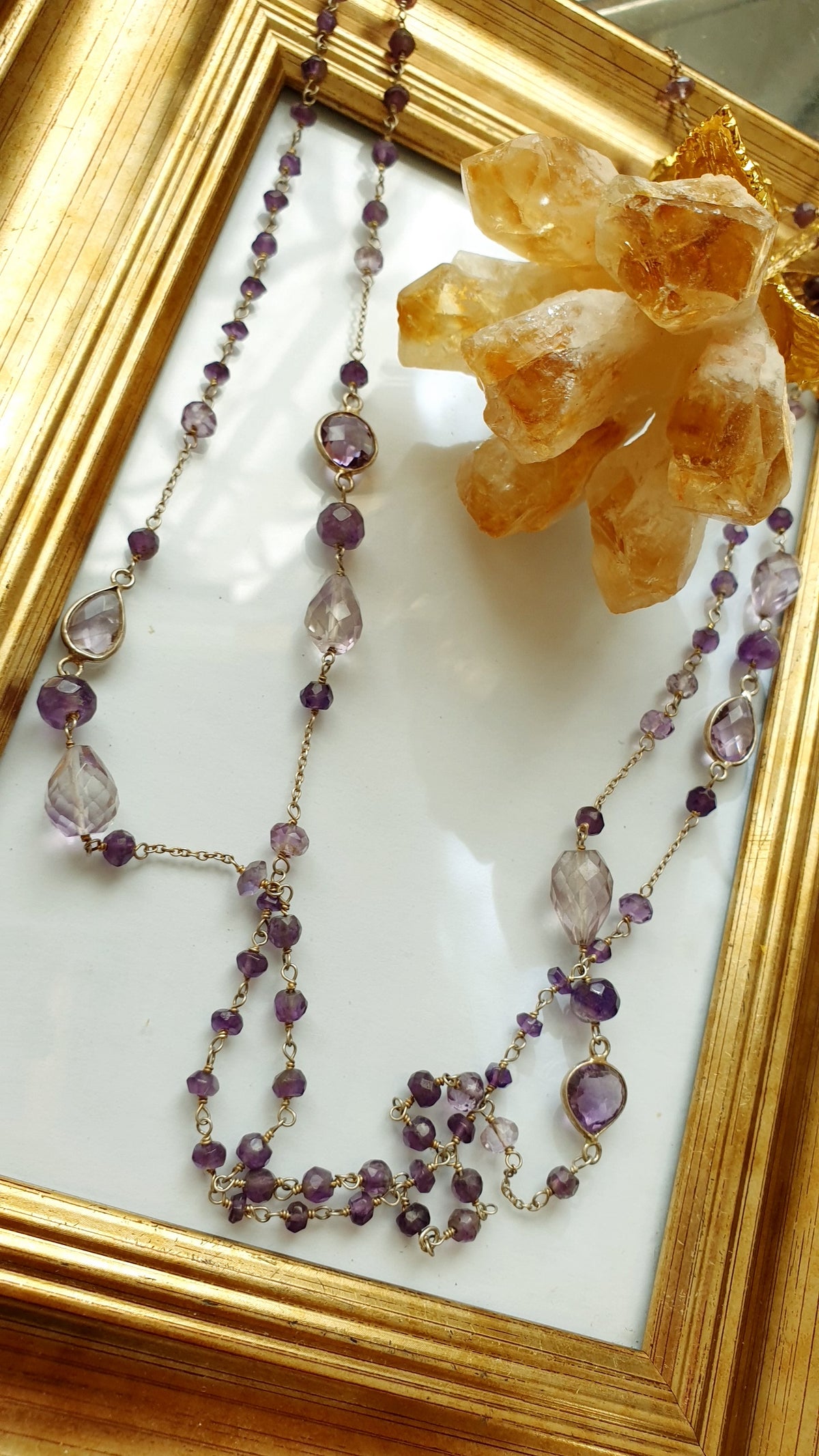 Lunga collana in argento con ametiste