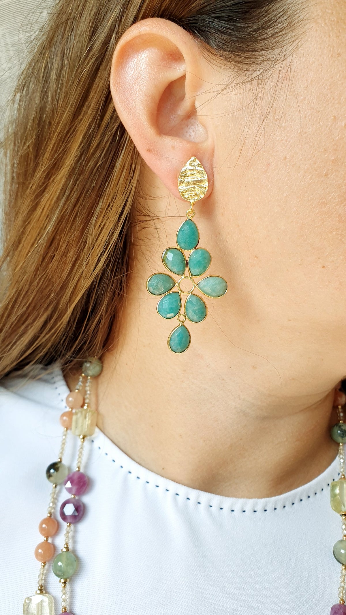 Orecchini di ottone con amazzonite