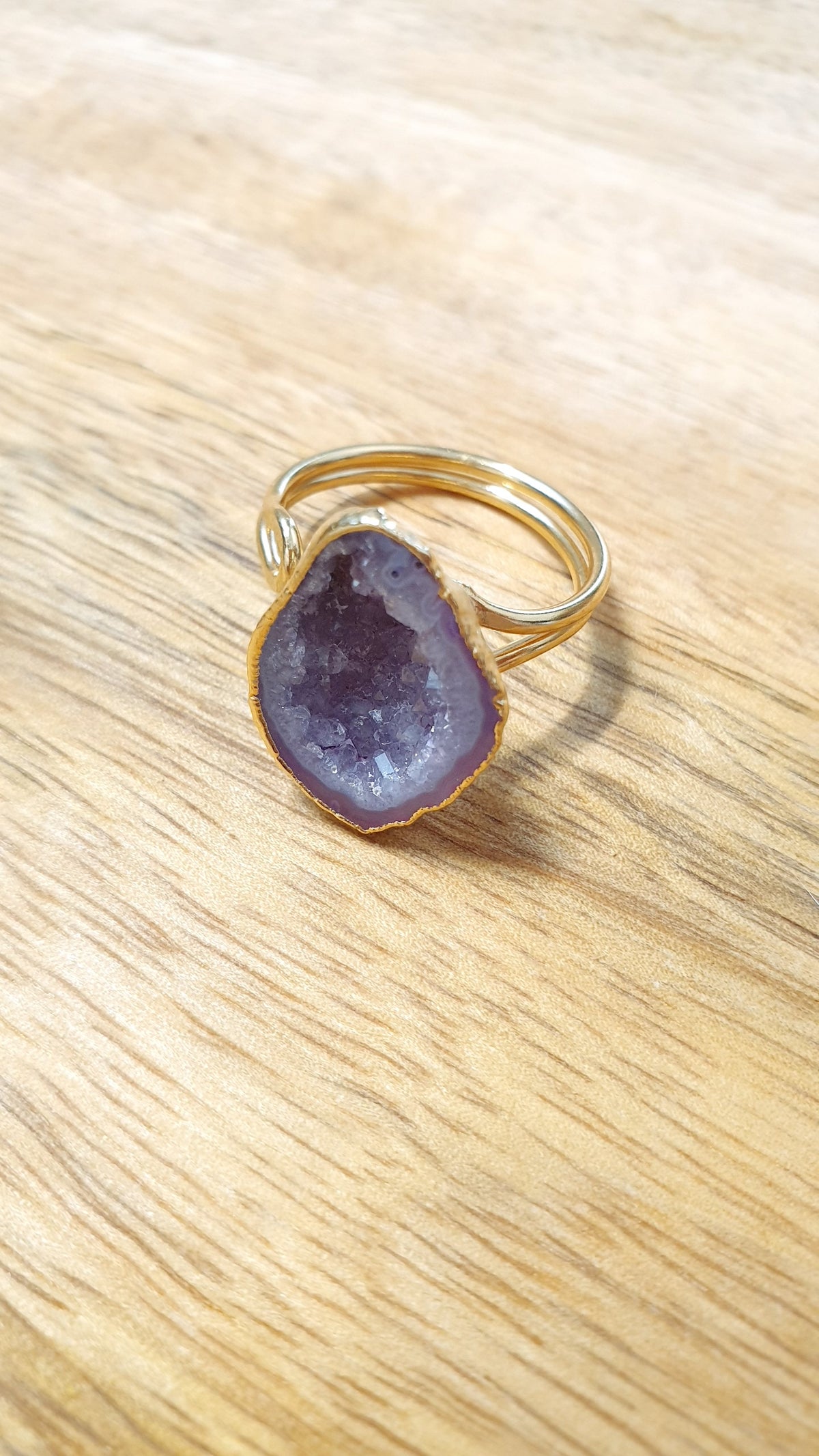 Anello regolabile con drusa di agata