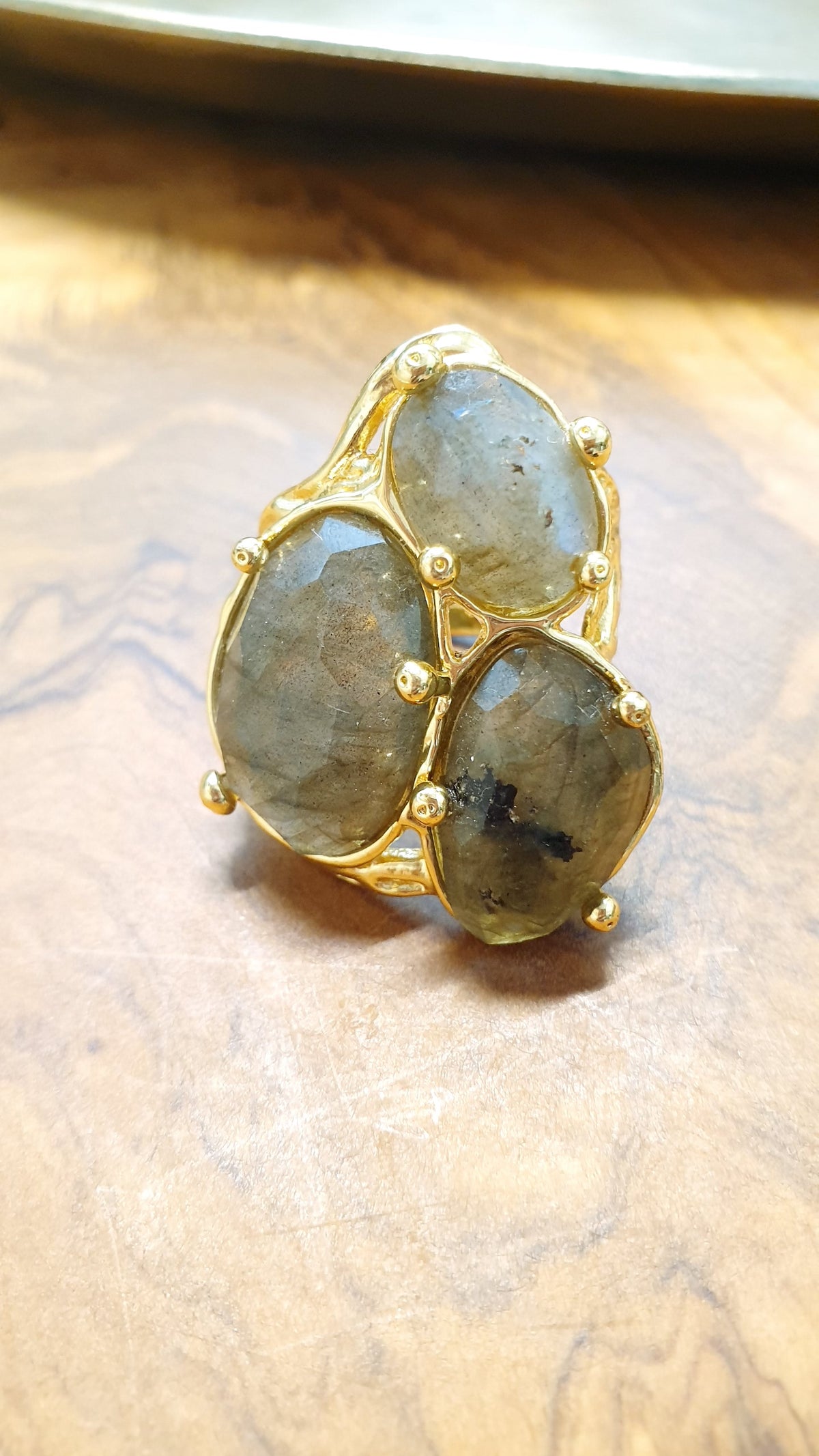 Anello regolabile con labradorite