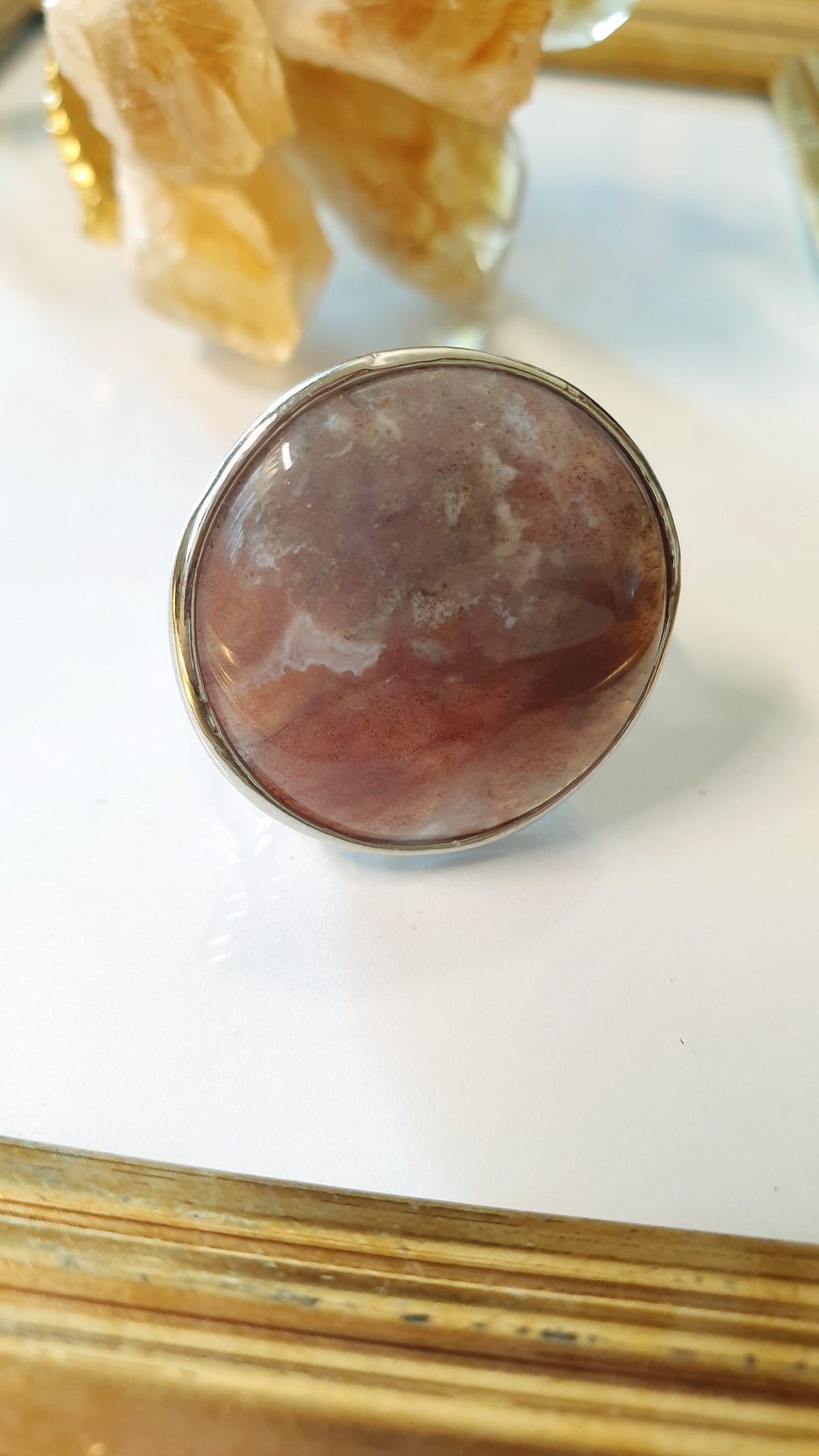 Anello regolabile con agata muschiata