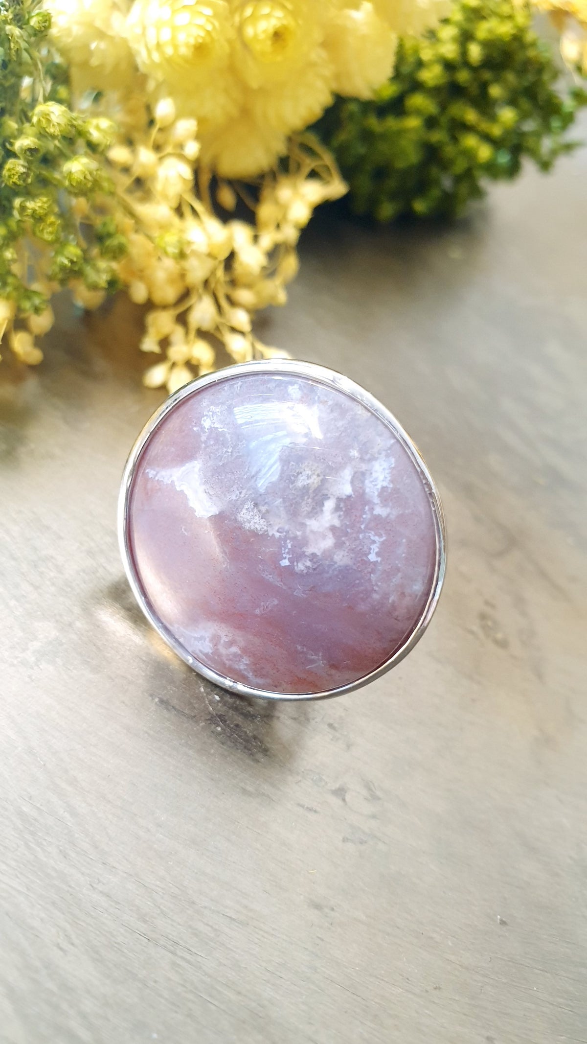 Anello regolabile con agata muschiata