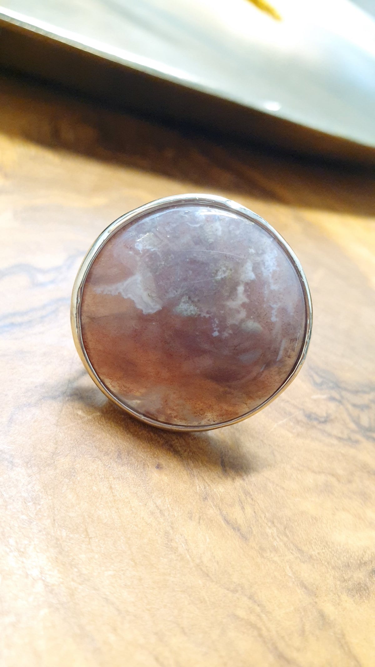 Anello regolabile con agata muschiata