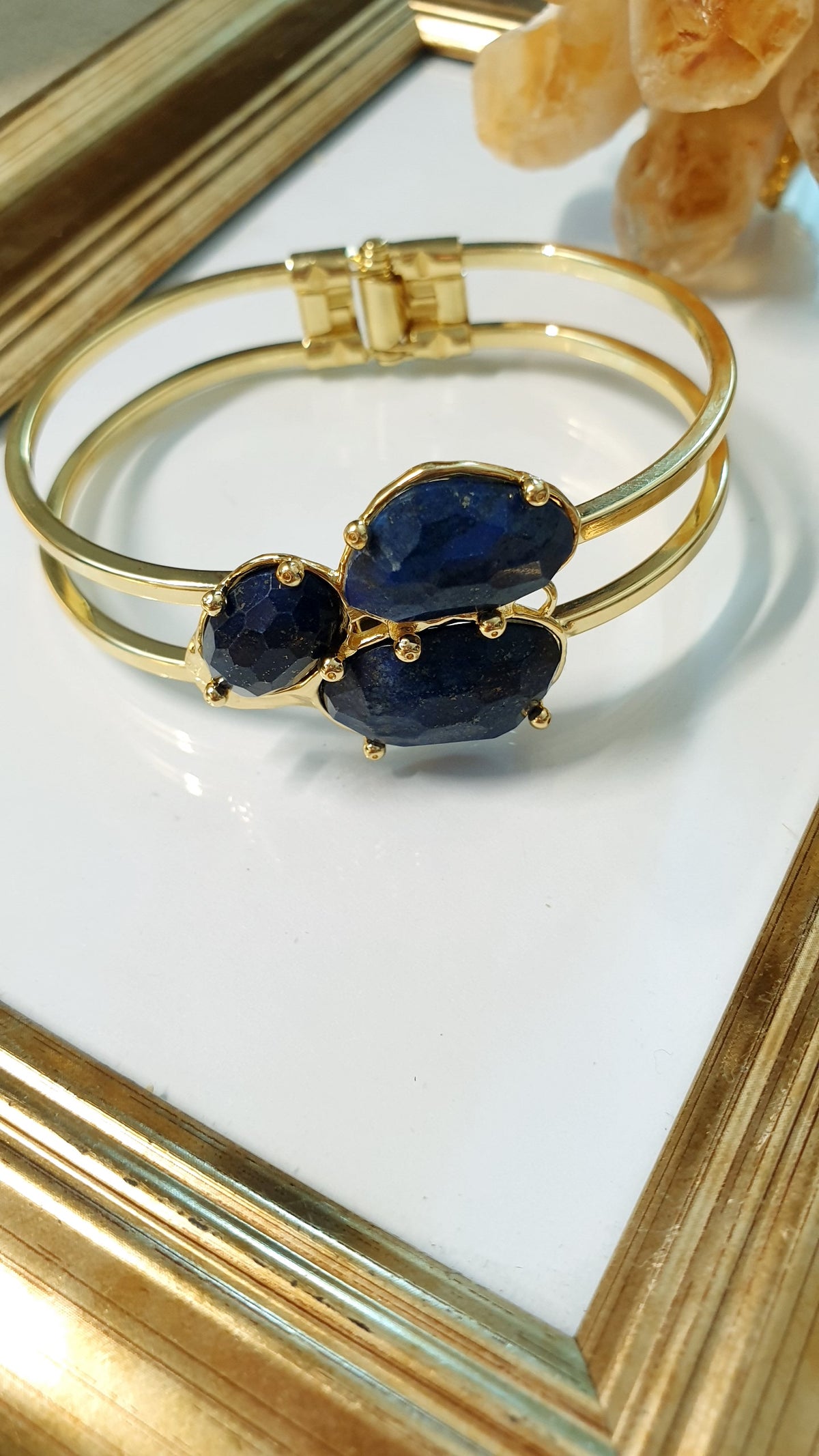 Bracciale a scatto in bronzo con lapislazzuli