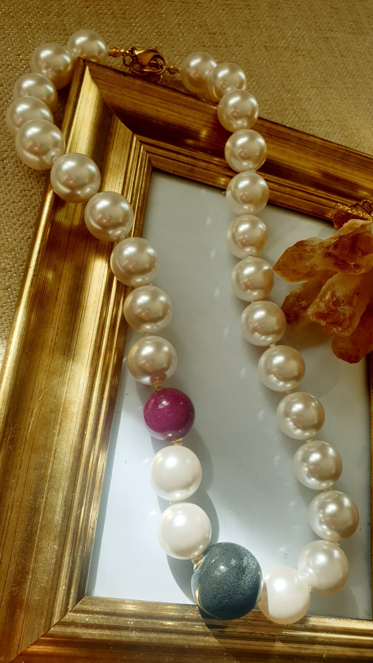 Collana con perle di Swarovski e ceramica