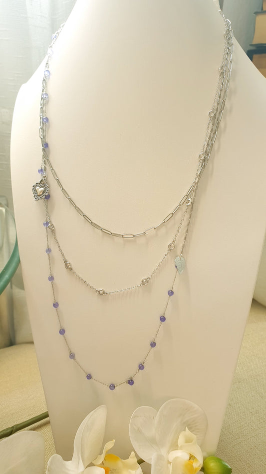 Collana lunghissima cm. 200 a catena con perline viola