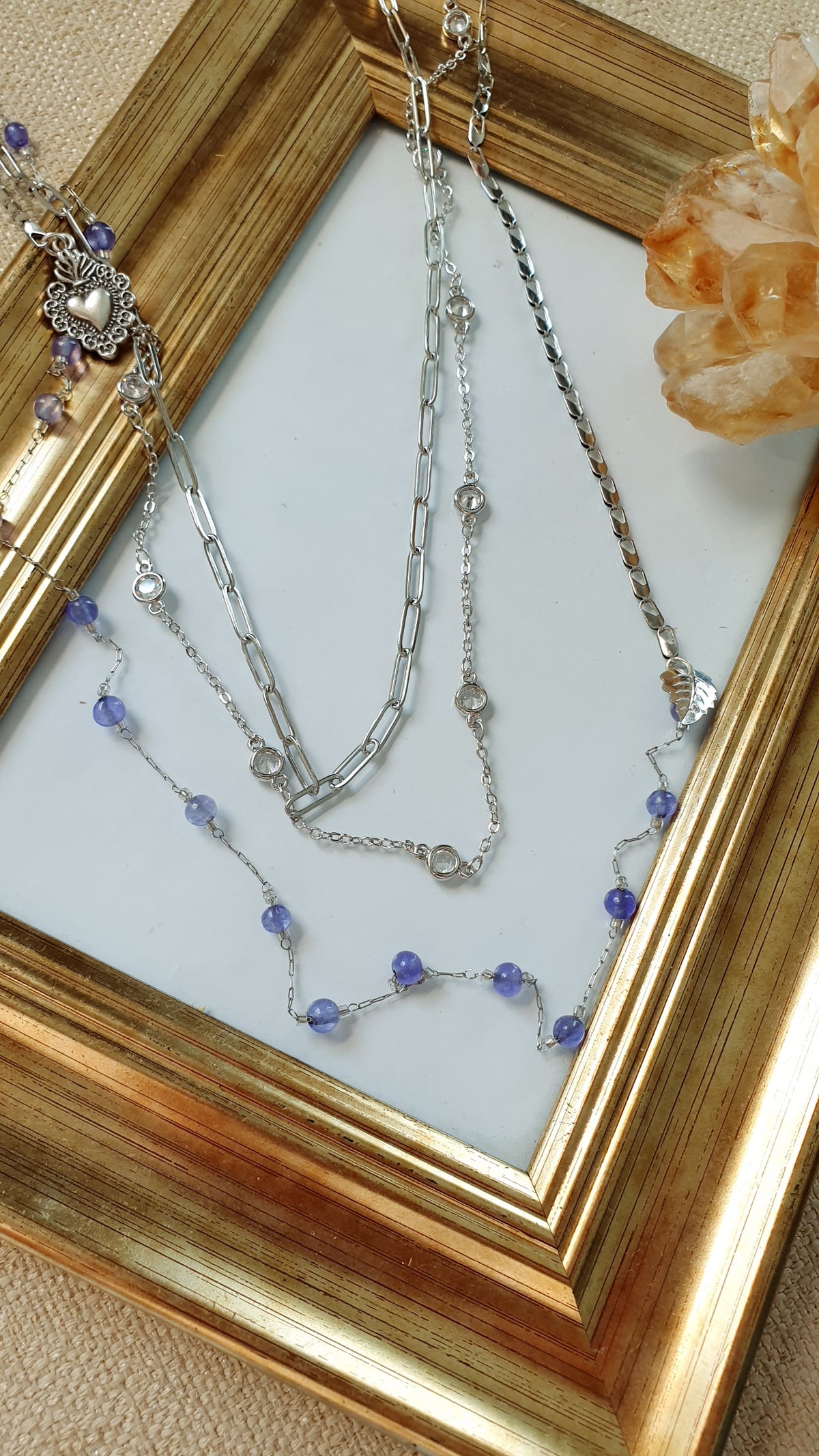 Collana lunghissima cm. 200 a catena con perline viola