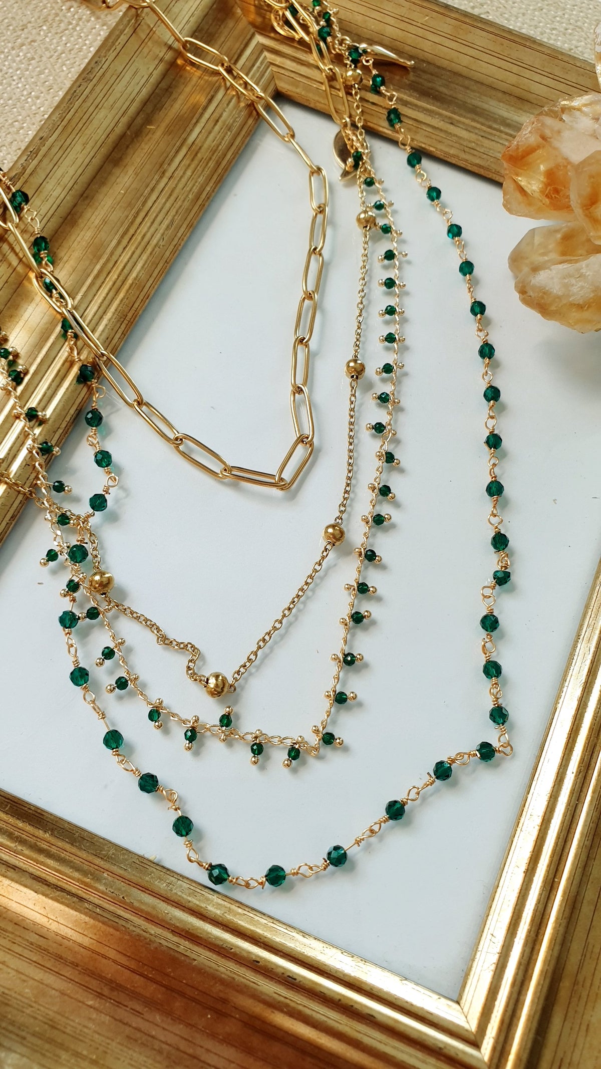 Collana lunghissima cm. 200 in acciaio e metallo, cristallini