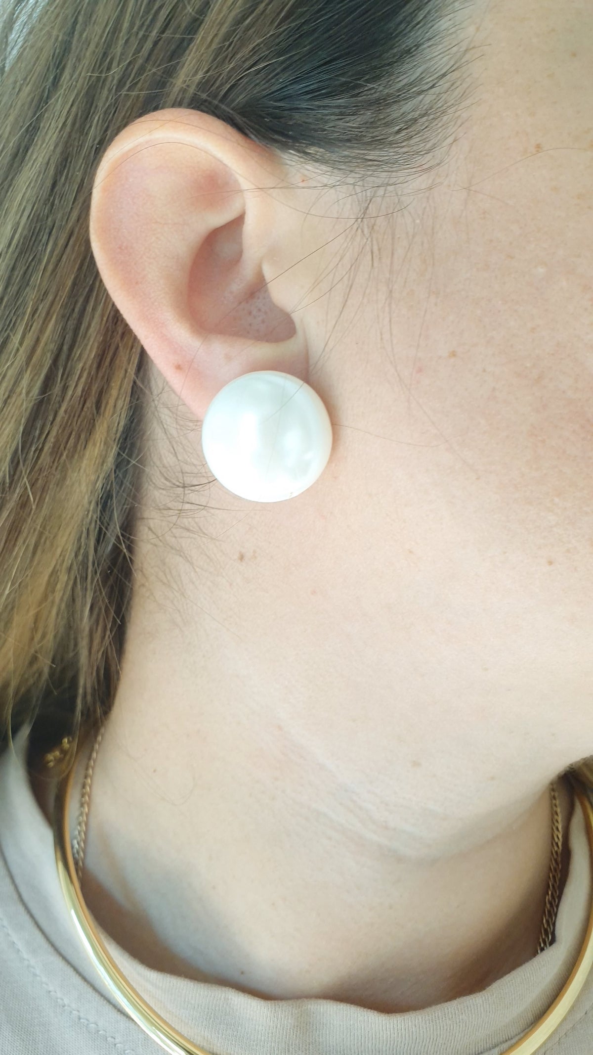 Orecchini a clip in ottone con perle di maiorca