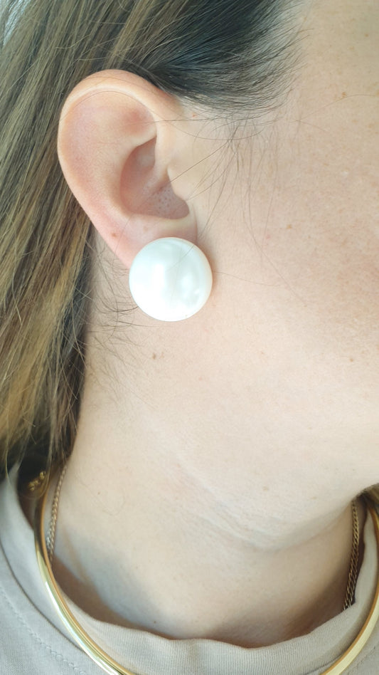 Orecchini a clip in ottone con perle di maiorca