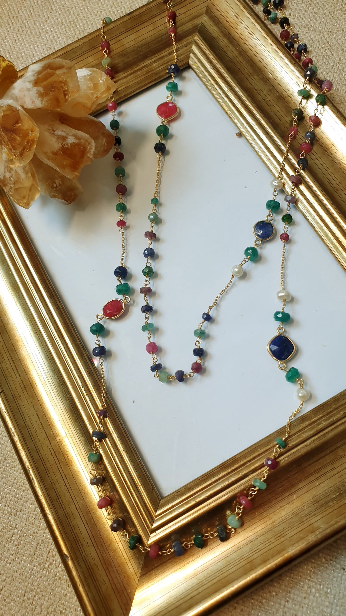 Lunga collana in argento con tormaline erperle