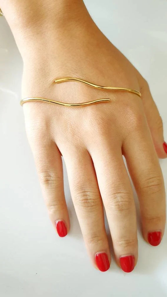 Bracciale Onde mini per mani in filo placcato oro